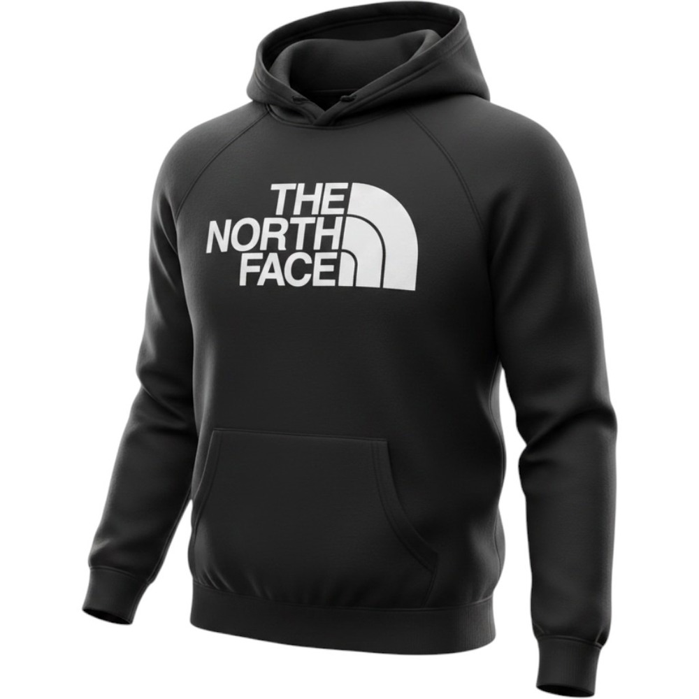 The North Face Womens 1X Half Dome Pullover Hoodie Black White Big Logo Fleece